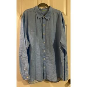 Men’s TOMMY BAHAMA Relax Blue Linen Long Sleeve Button Up Shirt XXL *B1
